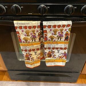 Vtg Set of 2 KREIER German Linen Tea Towels - Bauernregeln Folk Art Calendar